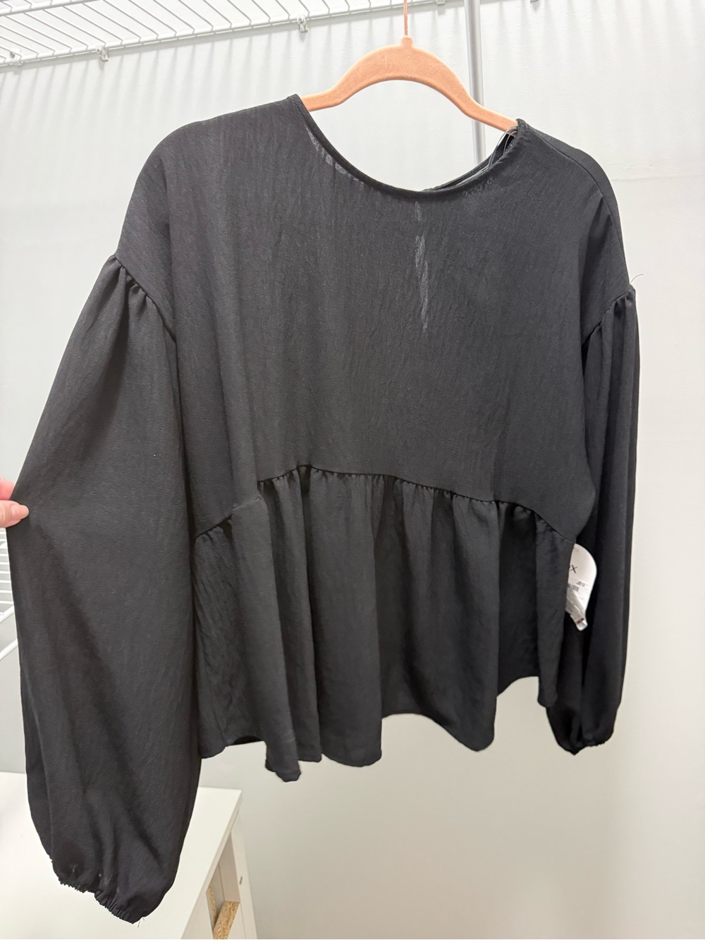 Womens Black Peplum Long-Sleeve Top